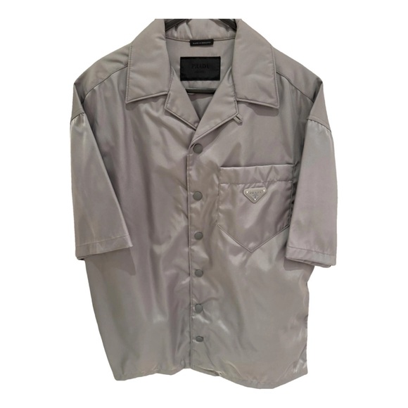 Prada Silver re-nylon button up Label shirt - Picture 1 of 7